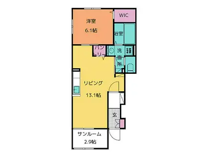 サンシャイン フラワー(1LDK/1階)の間取り写真