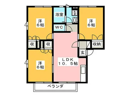 ビートルタウン アルル街 D棟(3LDK/2階)の間取り写真