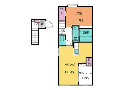 マイ クレリア(1LDK/2階)の間取り写真