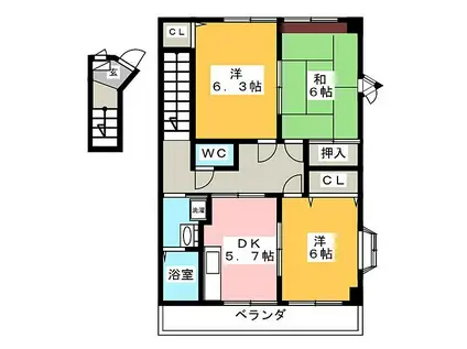 ハイステージ大塚(3DK/2階)の間取り写真
