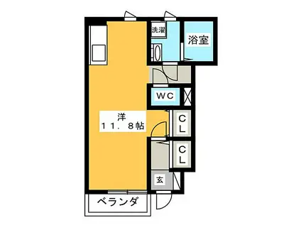 JIRO諏訪(ワンルーム/1階)の間取り写真
