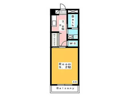 エムワンクルーズ東浅井(1K/1階)の間取り写真