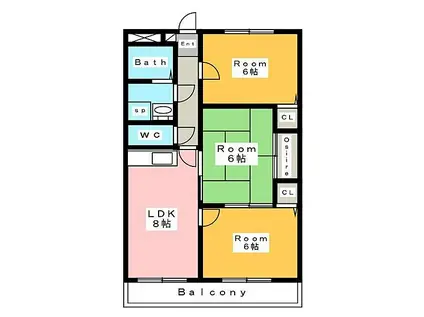 ロイヤルマンション昭栄(3LDK/3階)の間取り写真
