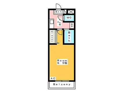 A・CITY姫小川(1K/1階)の間取り写真