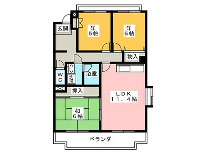 パークハイツ上野台(3LDK/1階)の間取り写真