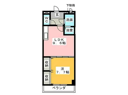 メルベーユHAJI III(1LDK/1階)の間取り写真