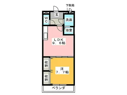 メルベーユHAJI III(1LDK/2階)の間取り写真