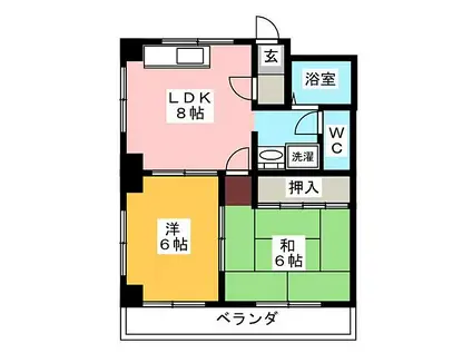 レインボー桜井B棟(2DK/2階)の間取り写真