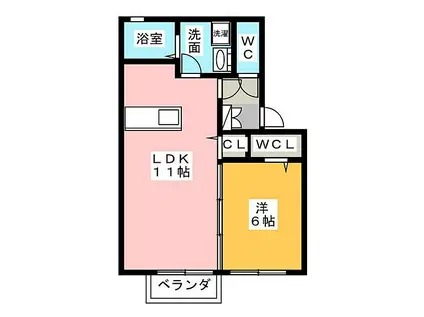 セジュール東郷(1LDK/2階)の間取り写真