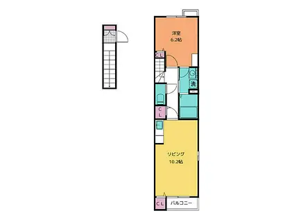 エスポルトIII(1LDK/2階)の間取り写真