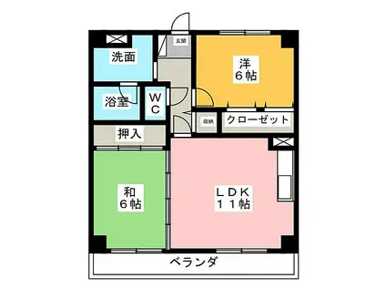 ことぶきマンション(2LDK/4階)の間取り写真
