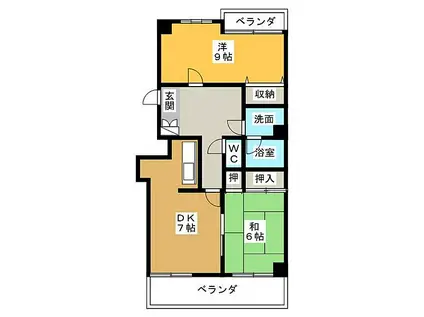 ゆきマンション(2DK/3階)の間取り写真