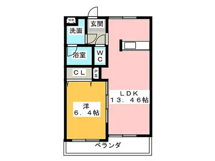 グレースコート神戸(1LDK/3階)の間取り写真
