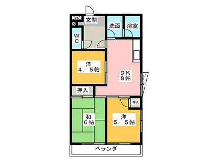 地蔵マンション(3DK/1階)の間取り写真