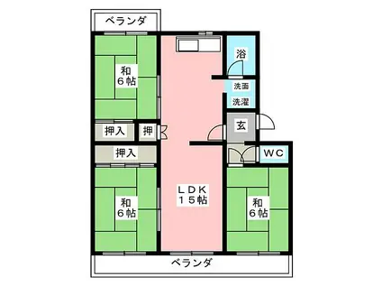 パステルハイツ(3LDK/4階)の間取り写真