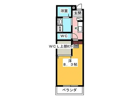 ルチェーレ宮ヶ崎(1K/4階)の間取り写真
