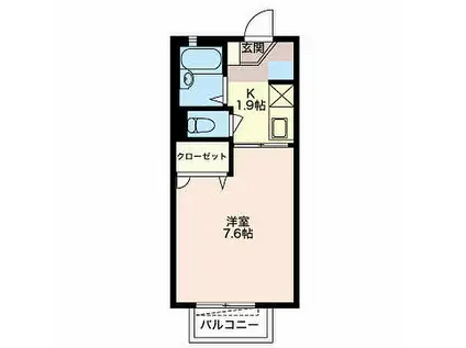 エスポアール草薙(1K/2階)の間取り写真