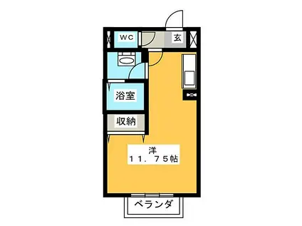 クレール草薙(ワンルーム/2階)の間取り写真