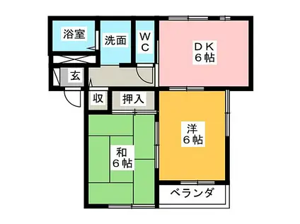 クレスト松永(2DK/2階)の間取り写真