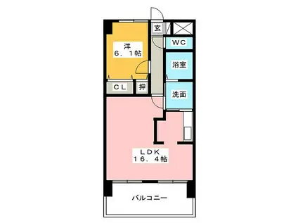 JR東海道本線 蒲原駅 徒歩18分 6階建 築10年(1LDK/4階)の間取り写真