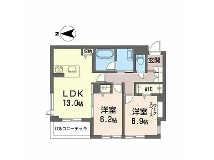 クラルテ早出町(2LDK/1階)の間取り写真