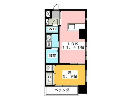 EXE ITAYAMACHI(1LDK/9階)の間取り写真