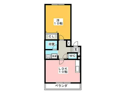 ヴィブレつばさIII(1LDK/1階)の間取り写真