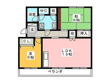 駿河ハイツ(2LDK/4階)の間取り写真