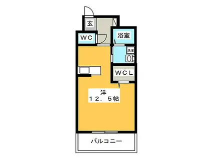 スカイハイツIII(ワンルーム/2階)の間取り写真