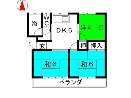 コーポ桜木A(3DK/2階)の間取り写真