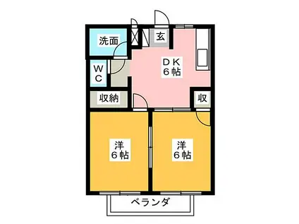 シティハイツおおすみA(2DK/1階)の間取り写真