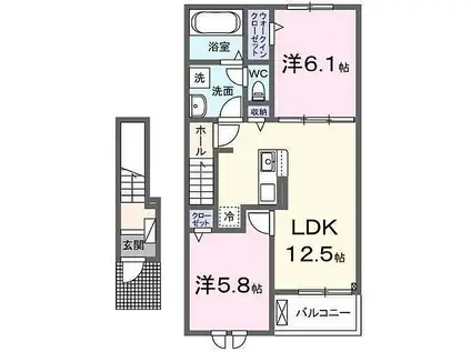 サニーホームVI(2LDK/2階)の間取り写真