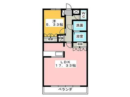 ツインヒルズ参番館(1LDK/2階)の間取り写真