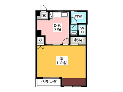 戸崎第2ビル(1DK/3階)の間取り写真