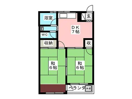 戸崎第2ビル(2DK/2階)の間取り写真