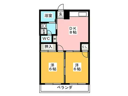 ファミール上松(2DK/3階)の間取り写真