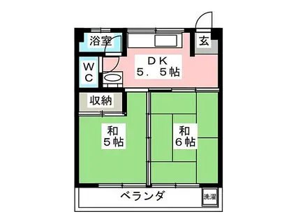 パストラルハイツ岐阜羽島(2DK/1階)の間取り写真