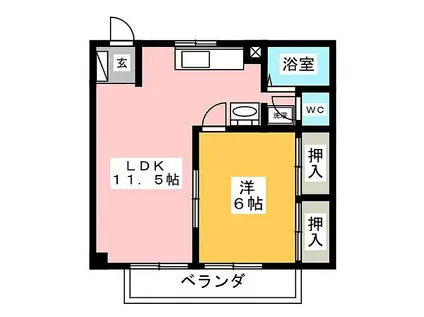 はうす高見(1LDK/1階)の間取り写真