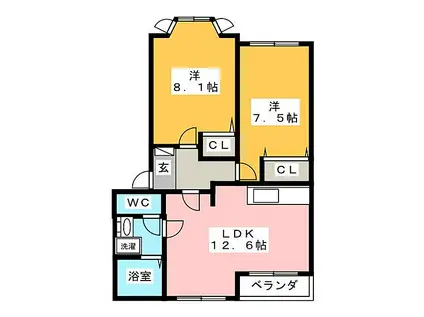 REA 鈴(2LDK/2階)の間取り写真