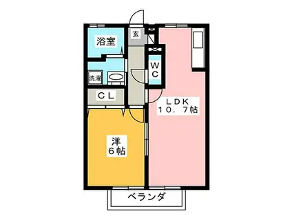 ロシェリドゥ(1LDK/1階)の間取り写真