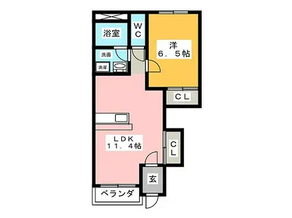 メゾンセレストB(1LDK/1階)の間取り写真