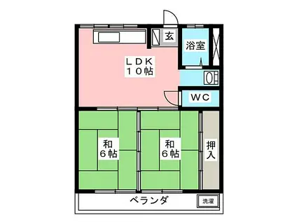みよしビル(2LDK/4階)の間取り写真