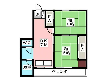 松原マンション(3DK/4階)の間取り写真