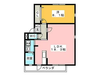 ピースフルメゾン N棟(1LDK/2階)の間取り写真