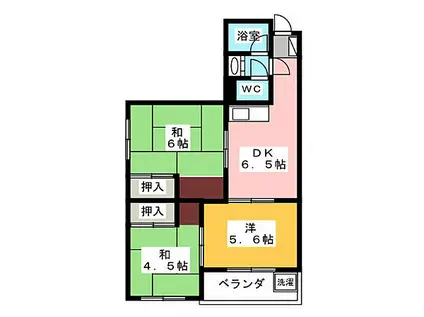 第2松原マンション(3DK/2階)の間取り写真