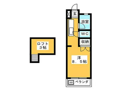 マスキャン黒野(ワンルーム/4階)の間取り写真