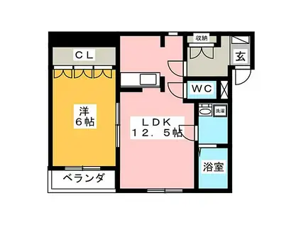 フォルティア(1LDK/2階)の間取り写真