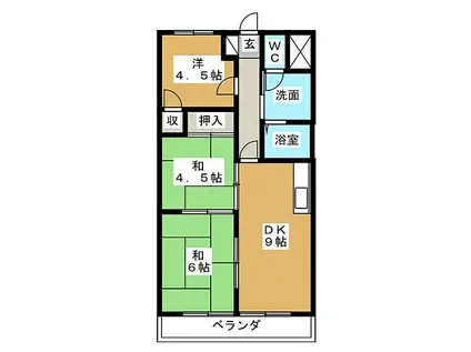 吉田マンション城房(3DK/6階)の間取り写真