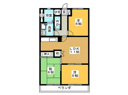 倉知マンションII(3LDK/1階)の間取り写真