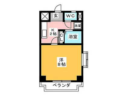 シャトー横山弐番館(1K/5階)の間取り写真